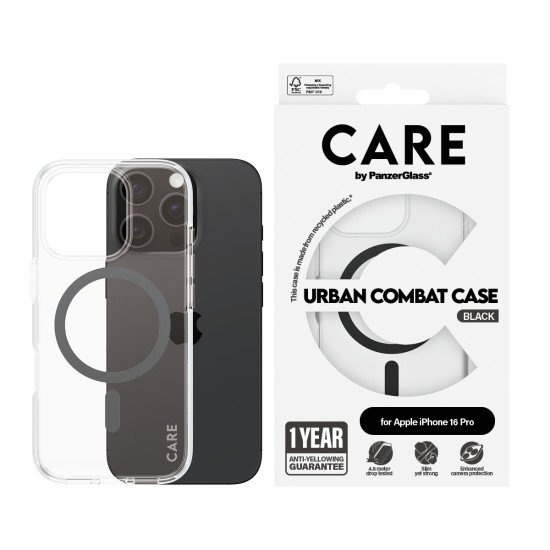 PanzerGlass CARE by PG BLK MagSafe iPhone16 6.3 Pro coque de protection pour téléphones portables Housse Transparent