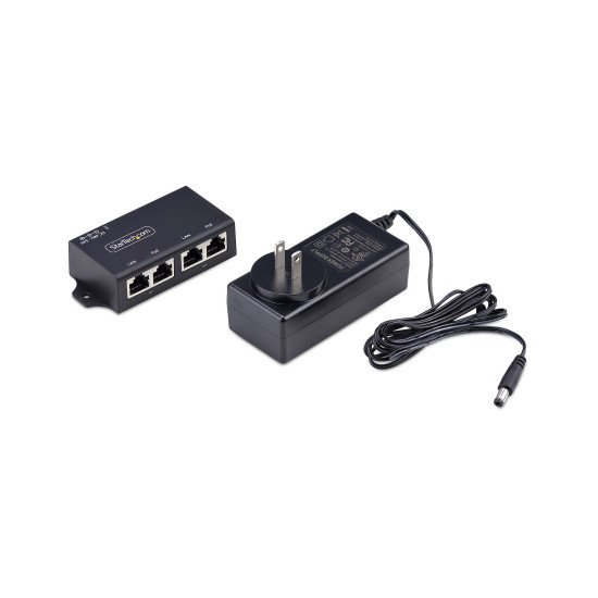 StarTech.com Injecteur PoE+ 2 Ports Gigabit Midspan, 10/100/1000Mbps, PoE+ (802.3af/802.3at), 30W, Ethernet 1Gbps, Montage Mural, Alimentation par Ethernet en Ligne Non Gérée