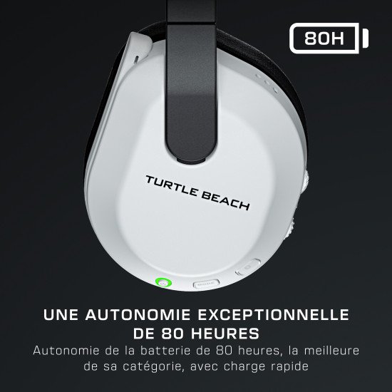 Turtle Beach Casque gaming amplifié multiplateforme sans fil Stealth 600 pour PS5, PS4, PC, Nintendo Switch et mobile - Bluetooth, 80 heures de batterie, microphone antibruit désactivable par basculement et écouteurs de 50 mm - Blanc