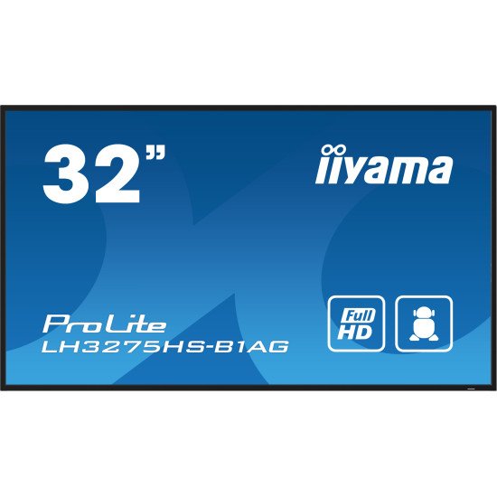 iiyama LH3275HS-B1AG affichage de messages Écran plat de signalisation numérique 81,3 cm (32") LCD Wifi 500 cd/m² Full HD Noir Intégré dans le processeur Android 11 24/7