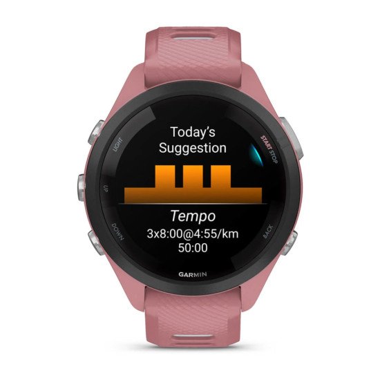 Garmin Forerunner 265S 2,79 cm (1.1") AMOLED 42 mm Numérique 360 x 360 pixels Écran tactile Noir, Rose Wifi GPS (satellite)