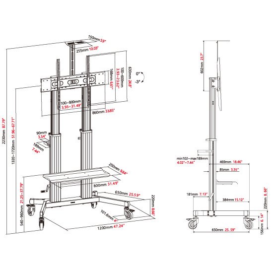 Vision VFM-F27 support pour téléviseur 2,54 m (100") Noir