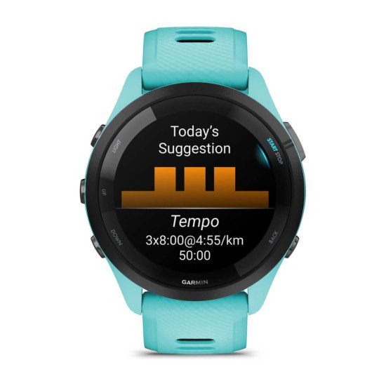 Garmin Forerunner 265 3,3 cm (1.3") AMOLED 46 mm Numérique 416 x 416 pixels Écran tactile Noir, Bleu Wifi GPS (satellite)