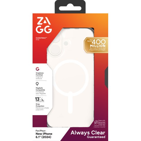 ZAGG Crystal Palace Snap coque de protection pour téléphones portables 15,5 cm (6.1") Housse Transparent