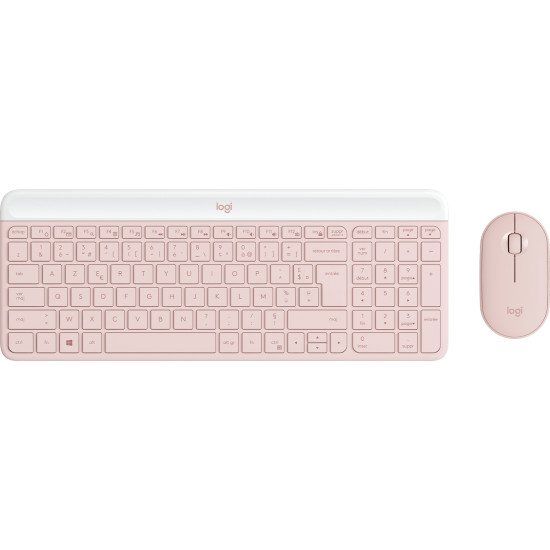 Logitech MK470 Slim Combo clavier Souris incluse RF sans fil AZERTY Français Rose