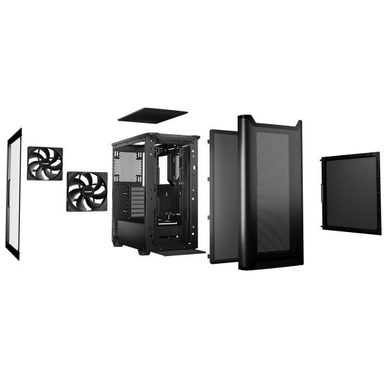 be quiet! Pure Base 501 Noir | Boîtier PC vitré , Mini ATX / Micro ATX / ATX, 2 ventilateurs Pure Wings 3 140 mm PWM