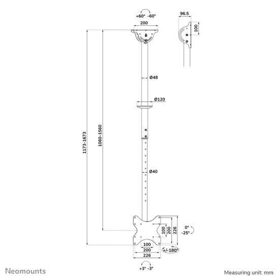 Neomounts support de plafond pour TV