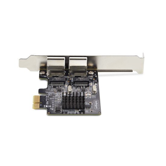 StarTech.com Carte Réseau PCIe Gigabit à 2 Ports, Carte NIC PCI Express 10/100/1000Mbps, Double Realtek RTL8111H, Fonctionne avec Windows et Linux, Conforme TAA