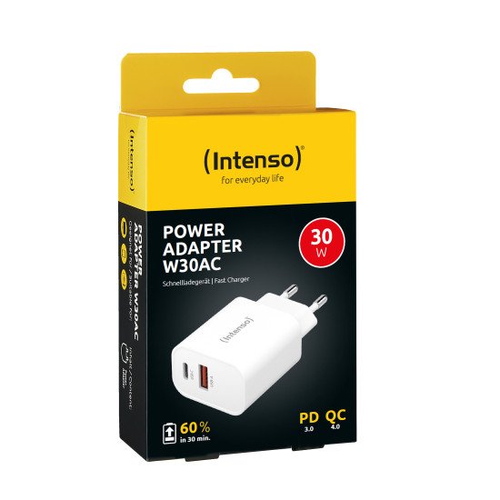 Intenso POWER ADAPTER USB-A/USB-C/7803012 Universel Blanc Secteur Charge rapide Intérieure