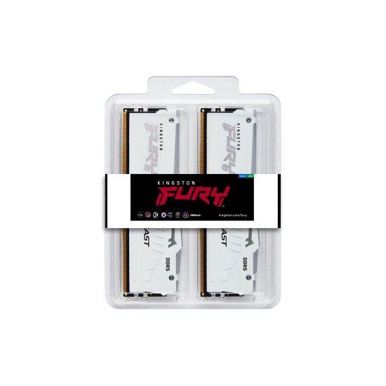 Kingston Technology FURY Beast 32GB 6000MT/s DDR5 CL30 DIMM (Kits de 2) White RGB EXPO