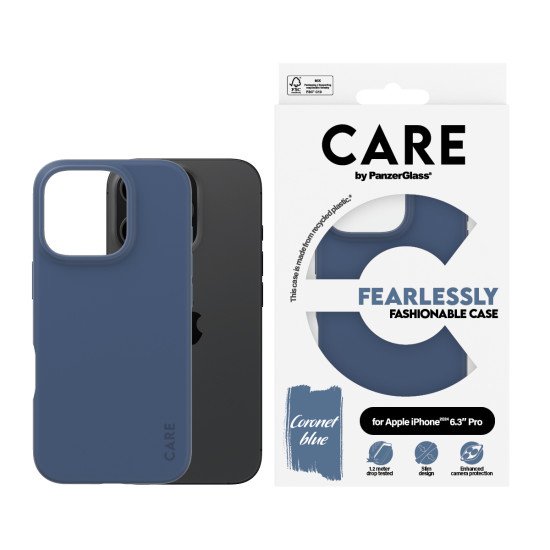 PanzerGlass CARE by PG Blue iPhone16 6.3 Pro coque de protection pour téléphones portables Housse Transparent