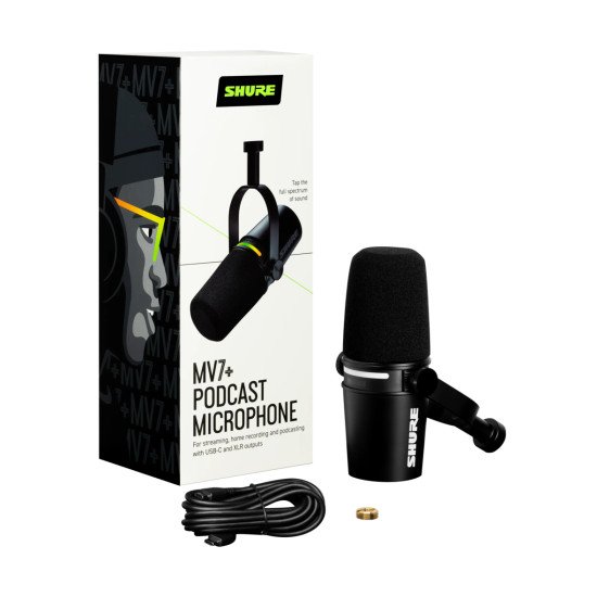 Shure MV7+-K microphone Noir Microphone pour podcast