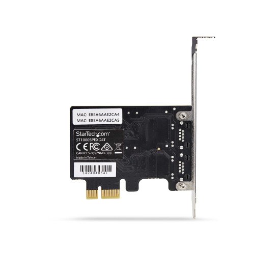 StarTech.com Carte Réseau PCIe Gigabit à 2 Ports, Carte NIC PCI Express 10/100/1000Mbps, Double Realtek RTL8111H, Fonctionne avec Windows et Linux, Conforme TAA