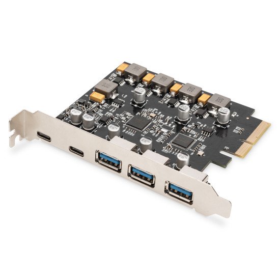 Digitus Carte PCIe, 2x USB-C + 3x USB A