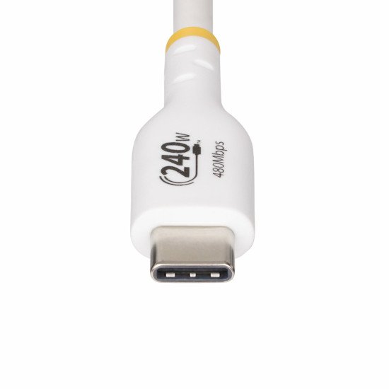 StarTech.com Câble de Charge USB-C de 1m, Blanc, Cordon USB-C Certifié USB-IF, 240W PD EPR, Câble de Recharge USB 2.0 Type-C pour Ordinateur Portable, Câble de Transfert de Données USB-C, Gaine TPE, M/M