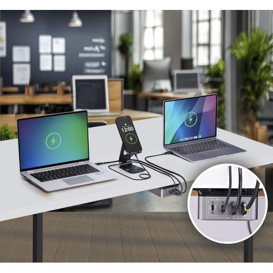 StarTech.com Chargeur USB-C Multi-Appareils à 4 Ports, 240 W au Total, Port Unique 140 W EPR, PD 3.1, Ports de Verrouillage à Vis, Salles de Réunion, Support Inclus pour le Montage en Surface