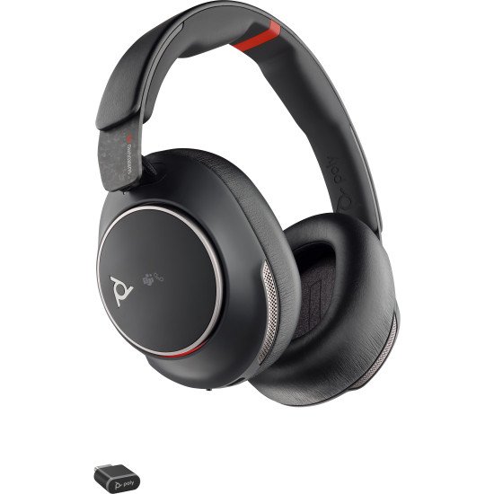 POLY Micro-casque Voyager Surround 85 UC USB-C certifié Microsoft Teams + adaptateur USB-C/A +base de chargement