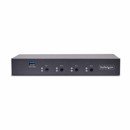 StarTech.com Switch KM à 4 Ports avec Itinérance de la Souris, Commutateur USB pour Clavier/Souris, Audio 3.5mm/ USB, Commutateur USB 3.0, Partage Périphérique pour 4 Ordinateurs, Conforme TAA