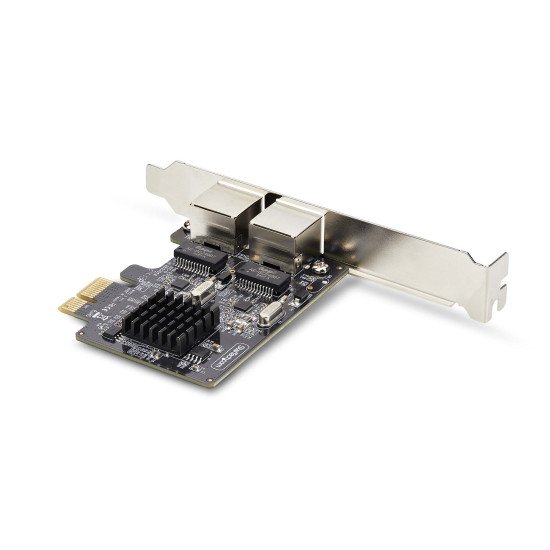 StarTech.com Carte Réseau PCIe Gigabit à 2 Ports, Carte NIC PCI Express 10/100/1000Mbps, Double Realtek RTL8111H, Fonctionne avec Windows et Linux, Conforme TAA