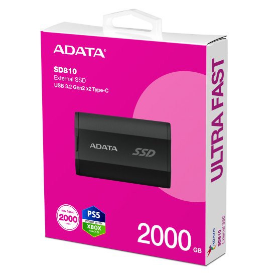 ADATA SD810 2 To USB Type-C USB 3.2 Gen 2x2 Noir