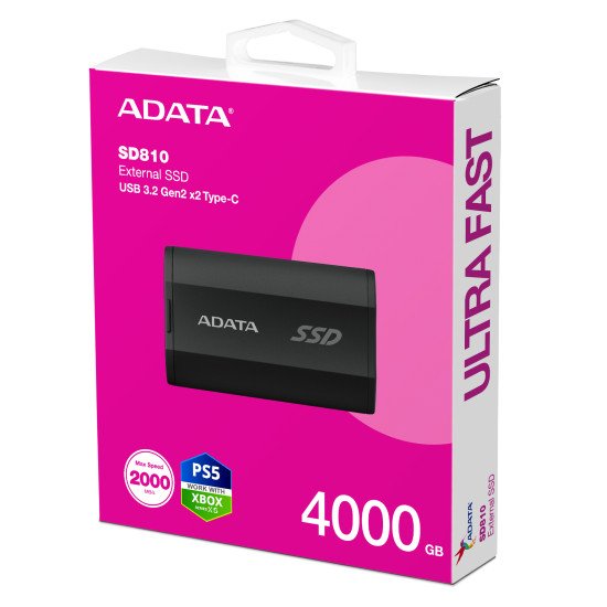 ADATA SD810 4 To USB Type-C USB 3.2 Gen 2x2 Noir