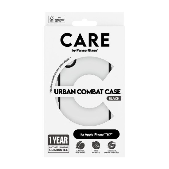 PanzerGlass CARE by PG Urban Combat iPhone16 6.7 coque de protection pour téléphones portables Housse Transparent