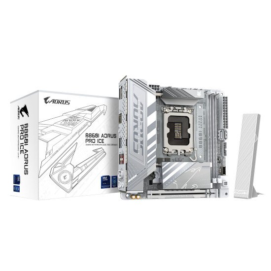 GIGABYTE B860I AORUS PRO ICE Carte mère - Processeurs Intel Core Ultra, VRM 8+1+2+1 phases, jusqu'à 9200MHz DDR5, 1xPCIe 5.0 + 1xPCIe 4.0 M.2, LAN 2,5 GbE, WIFI 7, Thunderbolt 4