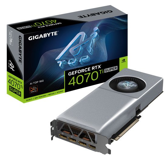 GIGABYTE GeForce RTX 4070 Ti SUPER AI TOP 16G Carte Graphique - 16GB GDDR6X, 256bit, PCI-E 4.0, 2610MHz Core Clock, 3 x DisplayPort 1.4a, 1 x HDMI 2.1a, NVIDIA DLSS 3, GV-N407TSAI TOP-16GD