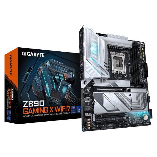 GIGABYTE Carte mère Z890 GAMING X WIFI7 - Prend en charge les processeurs Intel Core Ultra (Série 2), VRM à 16+1+2 phases, jusqu'à 8800MHz DDR5 (OC), 1xPCIe 5.0 + 3xPCIe 4.0, Wi-Fi 7, LAN 2.5GbE, USB 4