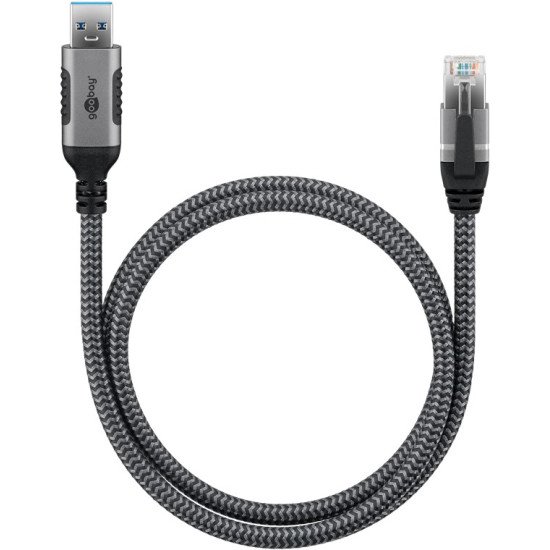 Goobay 70299 changeur de genre de câble USB A RJ-45 Noir, Argent