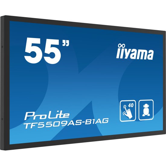 iiyama TF5539AS-B1AG affichage de messages Écran plat de signalisation numérique 138,7 cm (54.6") LED 500 cd/m² 4K Ultra HD Noir Écran tactile Intégré dans le processeur Android 24/7