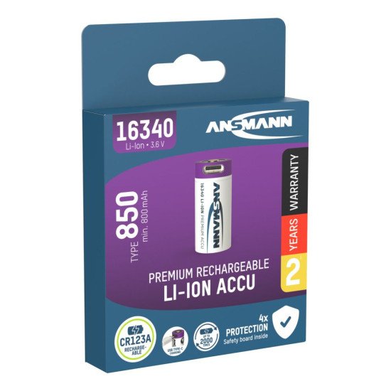 Ansmann 1300-0015 pile domestique Batterie rechargeable 16340 Lithium-Ion (Li-Ion)