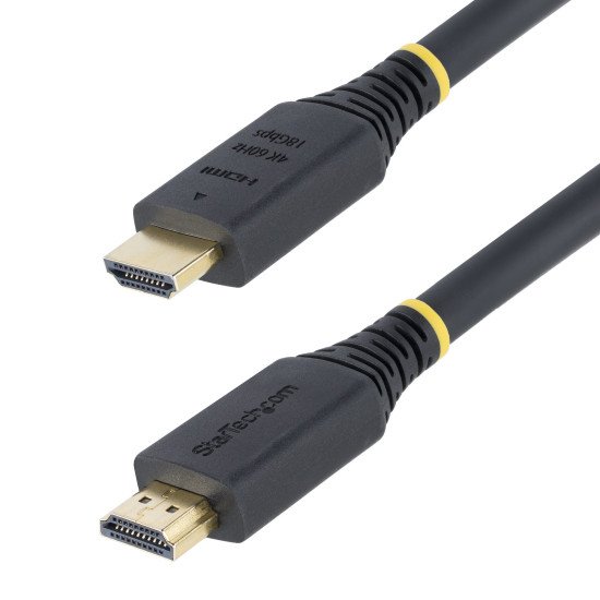 StarTech.com Câble HDMI Haut Débit de 5m Certifié Premium, 4K 60Hz/1440p 144Hz, HDR10/HDCP 2.2/ARC, 18Gbps, Cordon HDMI 2.0 UHD pour TV/Moniteur/Affichage, Gaine TPE