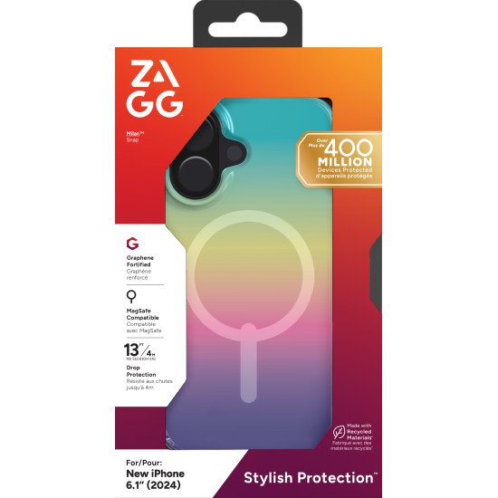 ZAGG Milan Snap coque de protection pour téléphones portables 15,5 cm (6.1") Housse Multicolore