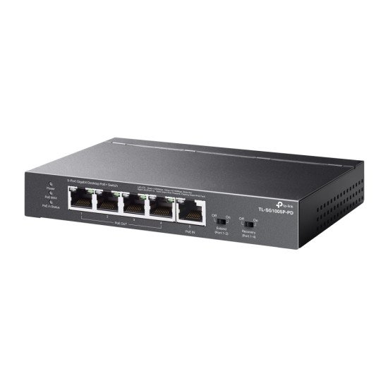 TP-Link TL-SG1005P-PD commutateur réseau Gigabit Ethernet (10/100/1000) Connexion Ethernet POE Noir