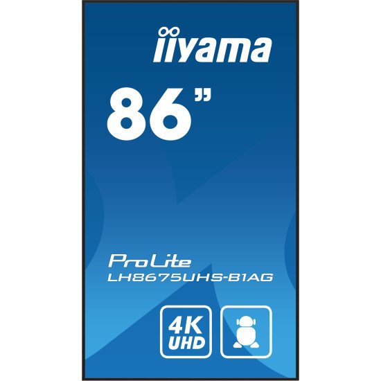 iiyama ProLite Écran plat de signalisation numérique 2,17 m (85.6") LCD Wifi 500 cd/m² 4K Ultra HD Noir Intégré dans le processeur Android 11 24/7