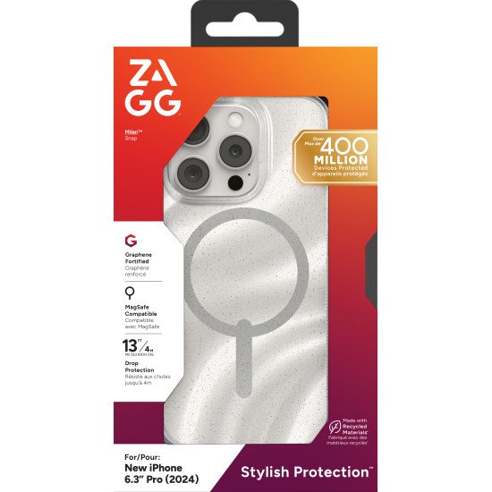 ZAGG Milan Snap coque de protection pour téléphones portables 16 cm (6.3") Housse Argent, Transparent