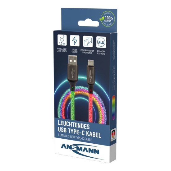 Ansmann 1700-0158 câble USB 1 m USB A USB C Multicolore