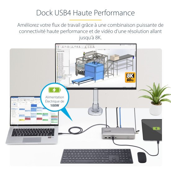 StarTech.com Station d'Accueil USB4, USB-C 40Gbps, Double Vidéo HDMI, Jusqu'à 2x 4K 60Hz 4:4:4 (RGB) ou 2x 4K 120Hz 4:2:2, Dock Multi-Moniteur, 6x USB, 2.5GbE, 100W PD