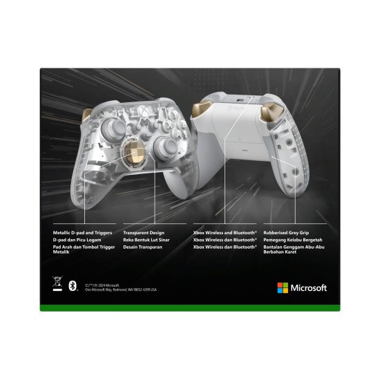 Microsoft Ghost Cipher Or, Gris clair, Transparent Bluetooth/USB Manette de jeu Analogique/Numérique Android, PC, Xbox One, Xbox Series S, Xbox Series X, iOS