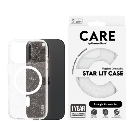 PanzerGlass CARE by PG White MagS iPhone16 6.3 Pro coque de protection pour téléphones portables Housse Transparent