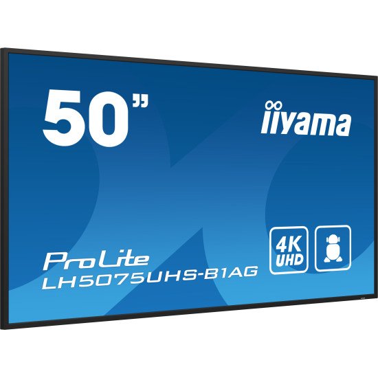 iiyama ProLite Écran plat de signalisation numérique 125,7 cm (49.5") LCD Wifi 500 cd/m² 4K Ultra HD Noir Intégré dans le processeur Android 11 24/7