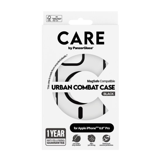 PanzerGlass CARE by PG UrbCom BLK MagS iPhone16P 6.9 coque de protection pour téléphones portables Housse Transparent