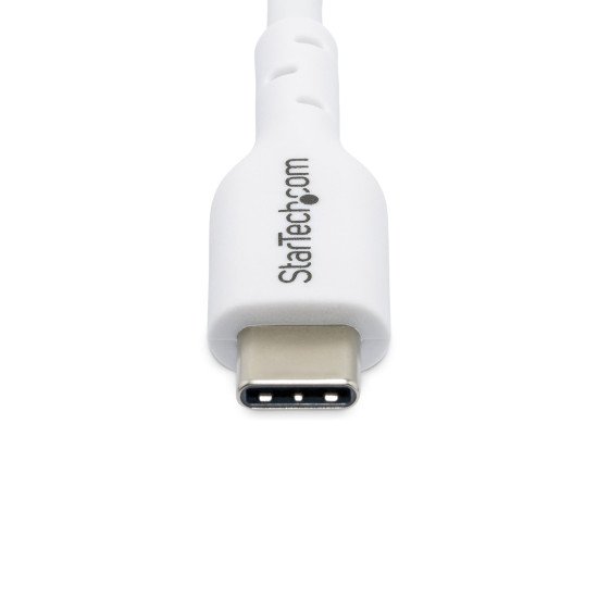 StarTech.com Câble de Charge USB-C de 3m, Câble USB- C, USB 2.0 (480mbps) Câble Chargeur Portable, Alimentation 60W 3A, Gaine TPE, Câble Data USB-C, Blanc, M/M