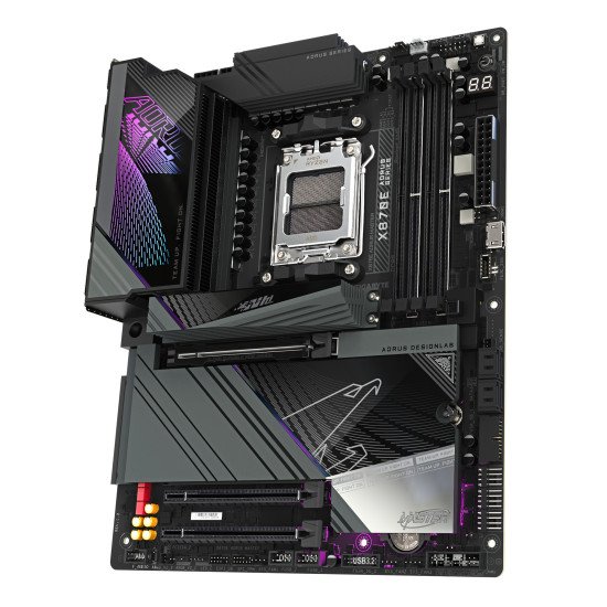 GIGABYTE Carte mère X870E AORUS MASTER - Prend en charge les processeurs AMD Ryzen 9000, VRM numérique 16+2+2 phases, jusqu'à 8200MHz DDR5 (OC), 4xPCIe 5.0 + 4xM.2, Wi-Fi 7, LAN 5GbE, USB 3.2 Gen 2x2