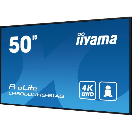 iiyama LH5060UHS-B1AG affichage de messages Carte A numérique 125,7 cm (49.5") LED Wifi 500 cd/m² 4K Ultra HD Noir Intégré dans le processeur Android 11 24/7