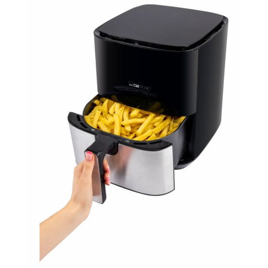 Clatronic FR 3782 H Unique 5 L Autonome 1450 W Friteuse d'air chaud Noir, Acier inoxydable