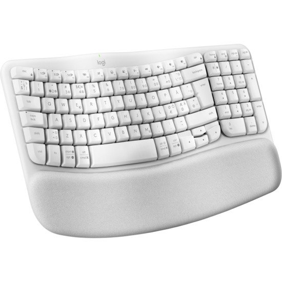 Logitech Wave Keys clavier Bureau RF sans fil + Bluetooth QWERTY Danois, Finlandais, Norvégien, Suédois Blanc