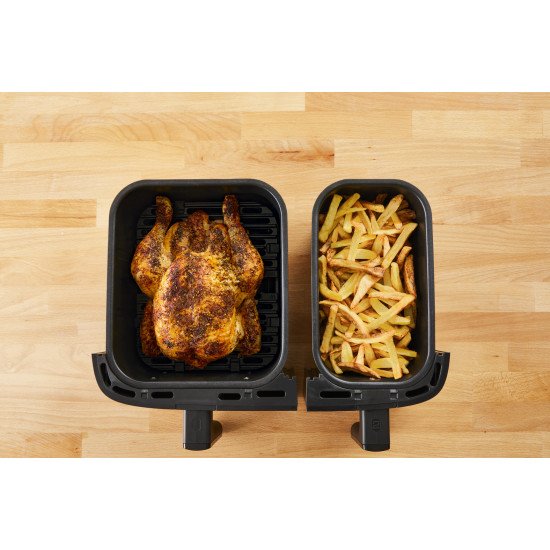 Tefal Dual Easy Fry & Grill EY905D Double 8,3 L Autonome 2700 W Friteuse d'air chaud Acier inoxydable