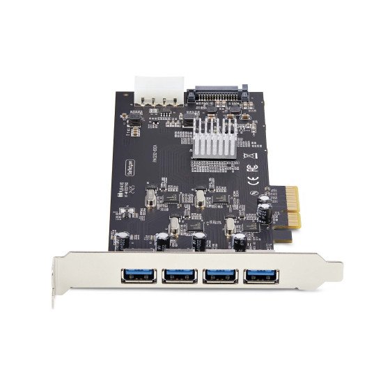 StarTech.com Carte PCIe USB à 4 Ports, USB 3.2 5Gbps, Carte d'Extension PCI Express avec 4 Contrôleurs USB Indépendants, 4 Ports USB-A, Windows/macOS/Linux